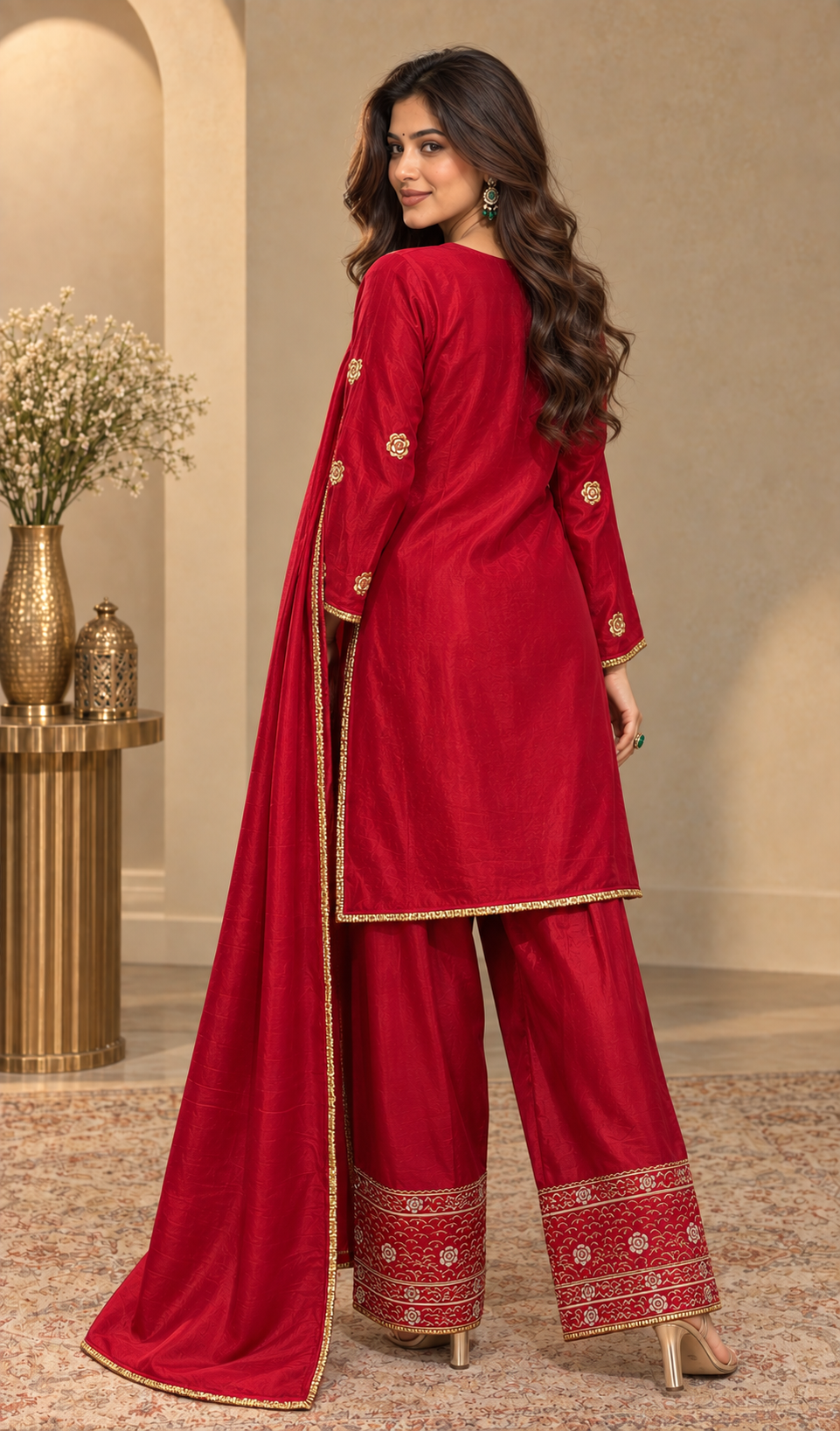 Ruby Noor Hand-Embroidered Kurta Set with Dupatta