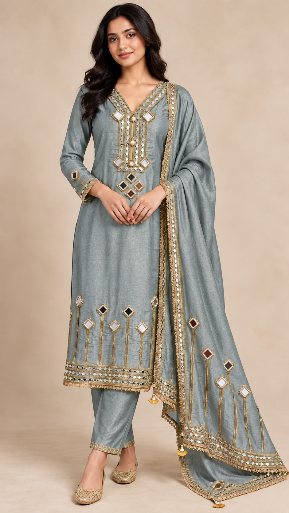 Mirror Work Unstitched suits set