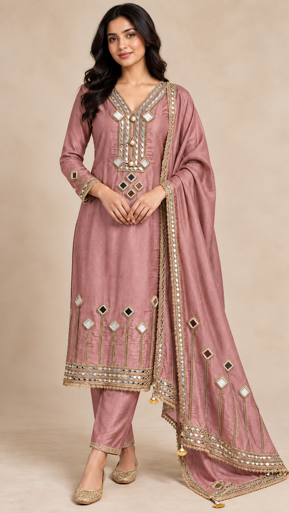 Mirror Work Unstitched suits set
